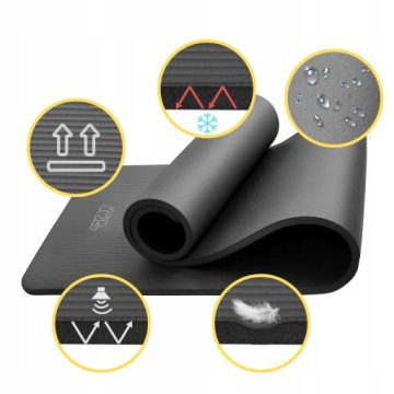 4FIZJO Коврик для упражнений, большой, черный, толстый