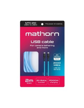 Kabel tethering Mathorn MTC-210 2m 20Gbps 4K 60Hz PD100W USB C-C ArcticBlue