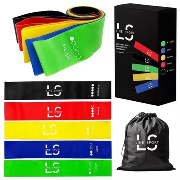 GUMY OPOROWE ZESTAW 5 GUM TAŚMY FITNESS DO ĆWICZEŃ MINI POWERBAND LINESPORT