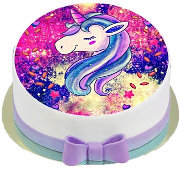 OPŁATEK NA TORT 6 JEDNOROŻEC Unicorn Tęczowy 20cm