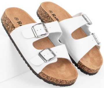 ТАПОЧКИ С ПРЯЖКАМИ, РЕМЕНКИ ИЗ БЕЛОЙ ЭКО КОЖИ 36