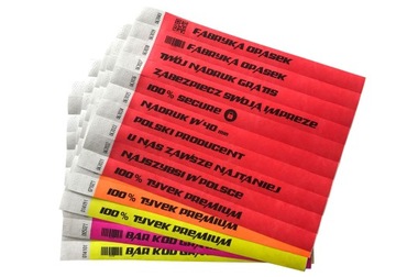 OPASKI IDENTYFIKACYJNE PAPIEROWE NA RĘKĘ KONCERTOWE TYVEK Z NADRUKIEM 100