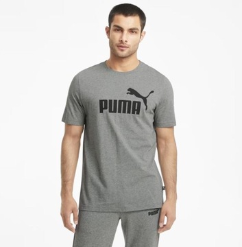 KOSZULKA MĘSKA PUMA BAWEŁNIANA T-SHIRT SPORTOWY SZARY R L