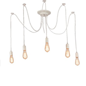 LAMPA LOFT ŻYRANDOL BIAŁY PAJĄK 5 RAMION NORDIC