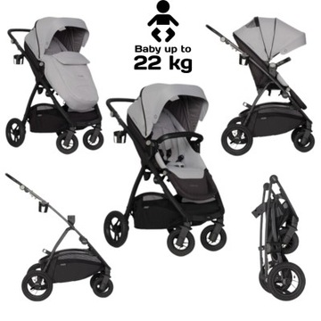 WÓZEK SPACEROWY EASYGO OPTIMO PEARL LEKKI PRZEKŁADANE SIEDZISKO + AKCESORIA