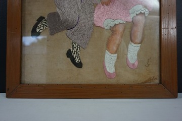 Старая картина, вышитая, расписанная, арт-деко, 1930-е годы.