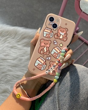 słodki wzór misia etui na telefon ze smyczą do iphone 8puls