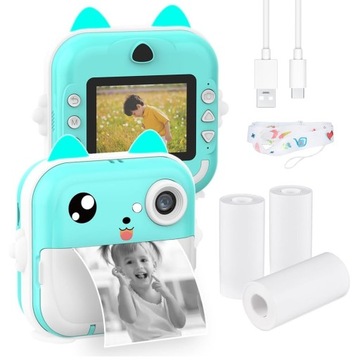 MINI DRUKARKA TERMICZNA APARAT NATYCHMIASTOWY ZIELONY + 3 ROLEK GRATIS