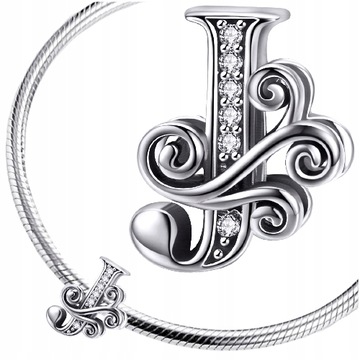 CHARMS LITERKA J srebro 925 srebrna zawieszka koralik charms pr 925 alfabet