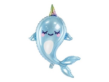 Balon foliowy urodziny Narwal delfin 87 cm