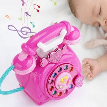 Мультяшный телефон, игрушечная машина для рассказа историй, имитирующая стационарный телефон, розовый и красный