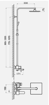 Душевой набор Gold Square QUADRO GOLD 3