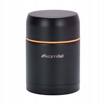 TERMOS OBIADOWY STALOWY CZARNY KAMILLE NA ZUPĘ ŻYWNOŚĆ DUŻY 500ml