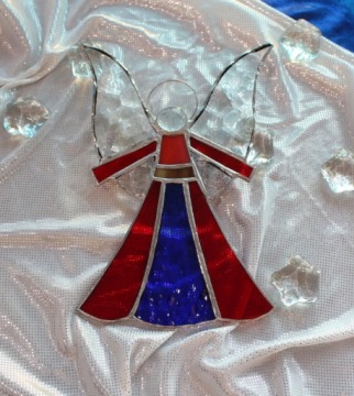 Тиффани витраж ангел красный синий для окна