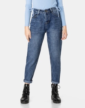 Zwężane Jeansy Damskie Spodnie Texasy Dżinsy Mom Jeans Wysoki Stan 318 W34