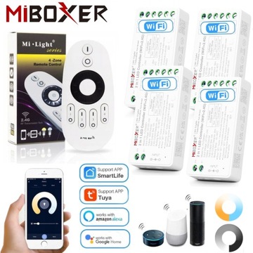 ZESTAW 4x STEROWNIK SMART HOME WiFi DO LED MONO LUB CCT + PILOT STREFOWY