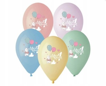 Balony Hel Mam Już 1 Roczek króliczek 13cali 5 szt