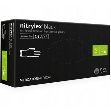 RĘKAWICE NITRYLOWE CZARNE MERCATOR S 100SZT