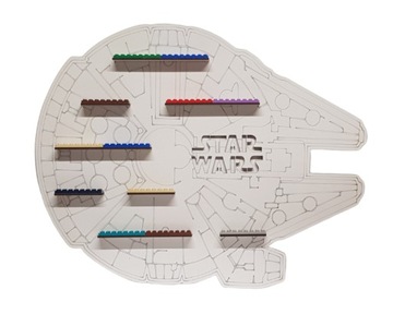 Półka na klocki biała STAR WARS STATEK MILENIUM SOKÓŁ ludziki figurki