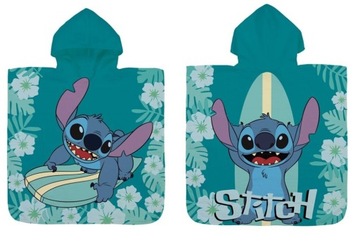 Ręcznik z kapturkiem Stitch Sticz 60x120 chłonny bawełna dla dziecka poncho