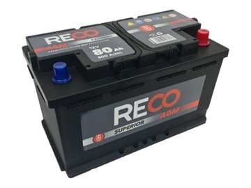 Akumulator RECO AGM 12V 80Ah 800A RA58080 Start Stop bogate wyposażenie