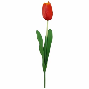 Duży Sztuczny tulipan pomarańczowy 63cm z Piankowymi Liśćmi i Gumową Łodygą