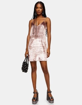 Topshop XXJ eeb MINI WELUROWA SUKIENKA POŁYSK L