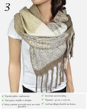 GRUBY Ciepły Szal Modny SZALIK Bukla 20 WZORÓW