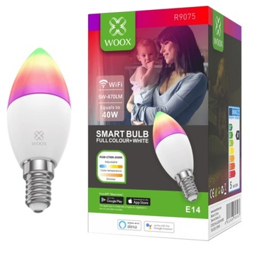 Woox R9075 Smart WiFi светодиодная лампа RGB+CCT 5 Вт E14