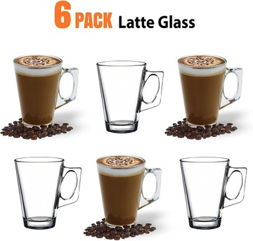 SZKLANKI DO KAWY latte HERBATY ZESTAW x 6szt ANSIO 245ml