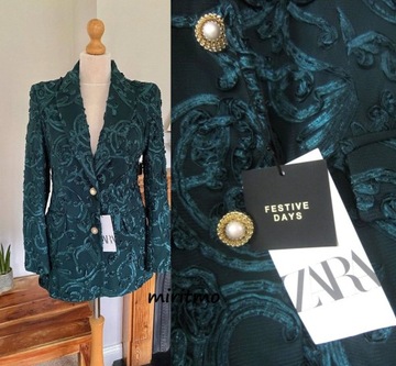 A108 ZARA MARYNARKA LIMITED EDITION ŻAKIET EMERALD KURTKA PŁASZCZ - M