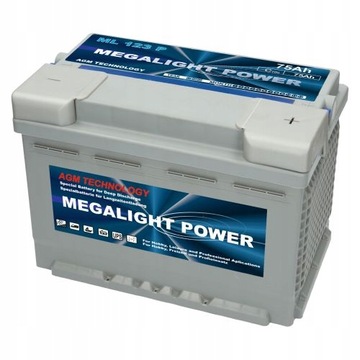 AKUMULATOR Megalight AGM 12V 75Ah P+ KAMPER JACHT
