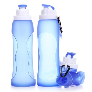 2 x silikonowa składana butelka na wodę niebieska 500 ml