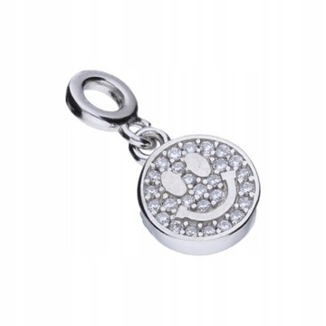 ZAWIESZKA SREBRNA SMILE EMOTIKON EMOTKA UŚMIECH BEADS