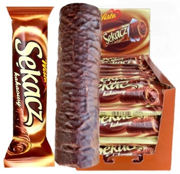 Sękacz KAKAOWY W CZEKOLADZIE Rurka z Kremem PRL WISŁA 38 x 32g