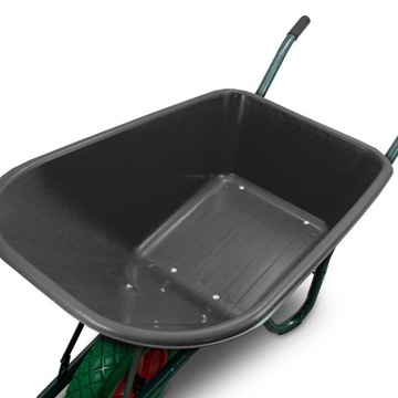 Тачка для сада и строительства, одноколесная, 100 л, 250 кг, чаша из ПВХ, ЧЕРНАЯ, зеленая.