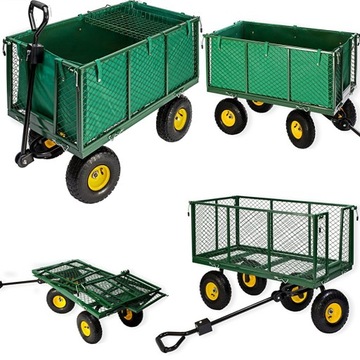 DUŻY WÓZEK OGRODOWY TRANSPORTOWY ROZKŁADANY PRZYCZEPKA 220L 500KG PREMIUM