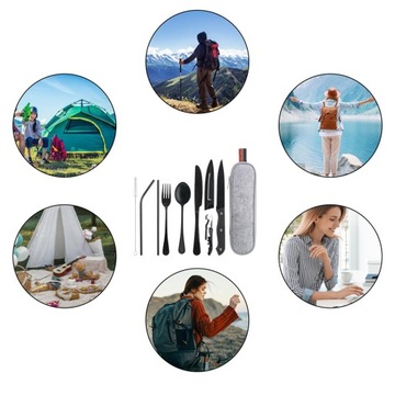 NIEZBĘDNIK TURYSTYCZNY SZTUĆCE KEMPINGOWE PODRÓŻNE NÓZ WIDELEC ŁYŻKA ZESTAW