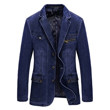 MODNA MARYNARKA MĘSKA JEANS CASUAL BAWEŁNIANA