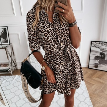 ЭЛЕГАНТНОЕ ЛЕОФРОВОЕ ПЛАТЬЕ, МИНИ-ВОРОТНИК, СЕКСУАЛЬНОЕ