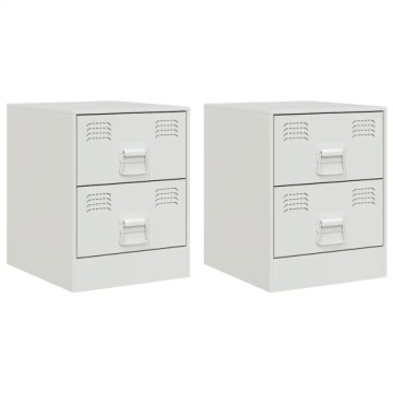Шафки нічні, 2 шт., білі, 34,5x39x44 см, сталь