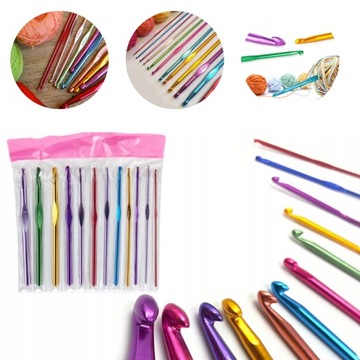 ZESTAW SZYDEŁEK SZYDEŁKA 12 SZTUK DO SZYDEŁKOWANIA KOMPLET 2 - 8 mm