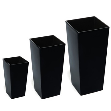 Komplet doniczki wysokie wkład 26 36 45 cm Czarny
