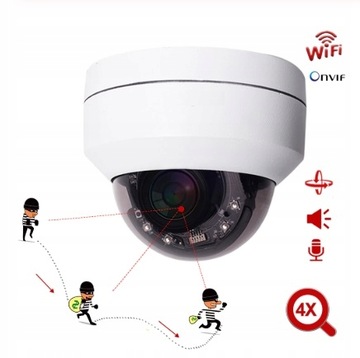 Kamera IP WIFI Obrotowa Zoomx4 detekcja ruchu IR