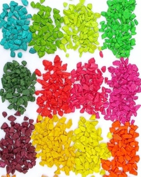 MARMUR KOLOROWE DUŻE KAMYKI GRYS Fi 8-16mm 0,5 KG las w słoiku ogrodu grys