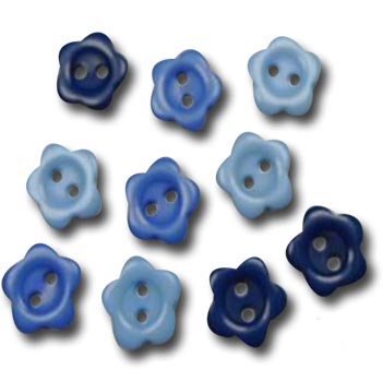guziki ozdobne kwiatki 10 mm 20 szt - niebieskie