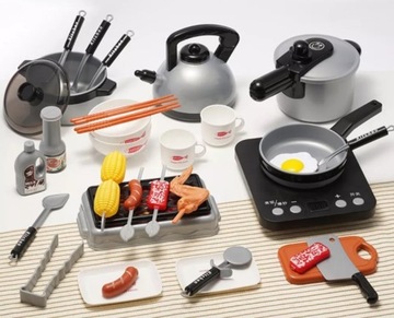 ZESTAW KUCHENNY GARNKI JEDZENIE AKCESORIA 36 EL.
