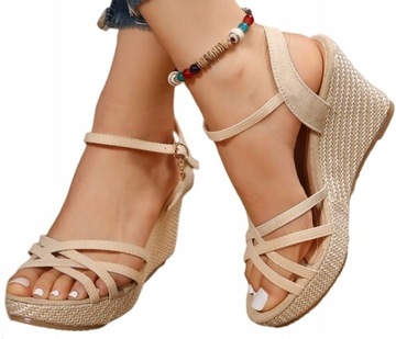 Moda DAMSKIE Sandały Na Koturnie WYGODNE r.35-40