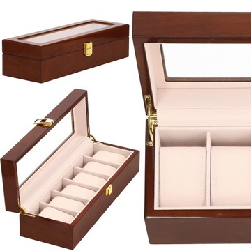 КОРОБКА ДЛЯ КАССЕТЫ ДЛЯ ЧАСОВ КОРОБКА ДЛЯ ЧАСОВ 6 шт. ОРГАНИЗАТОР ДЛЯ ЮВЕЛИРНЫХ УКРАШЕНИЙ