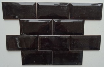 CZARNA CEGIEŁKA 7,5X15 GLAMUR OD RĘKI POŁYSK BIZ